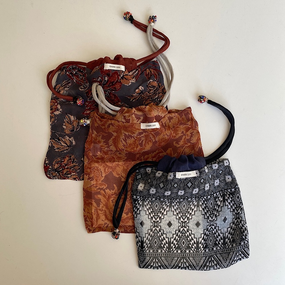 Bundle of three CHAN LUU Drawstring Jewelry Bags